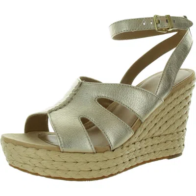 Ugg Careena Womens Leather Slip On Wedge Sandals In Multi