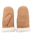 Ugg Brown Embroidered Logo Mitten Gloves In Brown