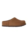 Ugg Matte Finish Smooth Rounded Toe Clogs In Brown
