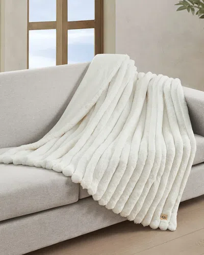 Ugg Channel Quilt Faux Fur Throw Blanket In White