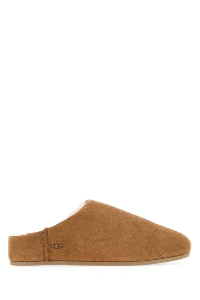 Ugg Chestnut Brown Suede Leather Elea Slip-on Slippers In Multi