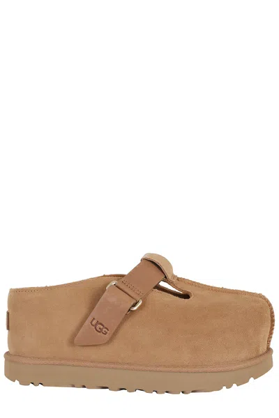 Ugg Chestnut Brown W Goldenstar Hi Clog Lace-up Leather Clogs In Blue