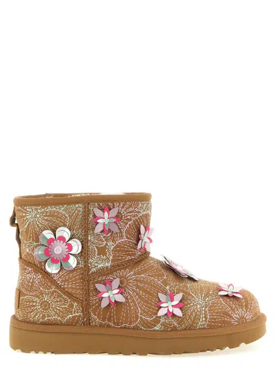Ugg Chestnut Floral Slip On Boots In Brown
