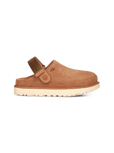 Ugg Chestnut Goldenstar Suede Mules In Brown