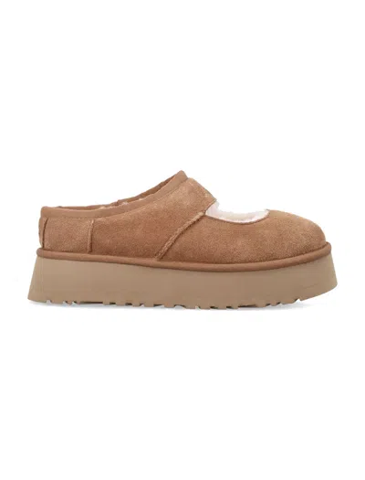 Ugg Chestnut Brown Suede Leather Bea Mary Jane Slippers