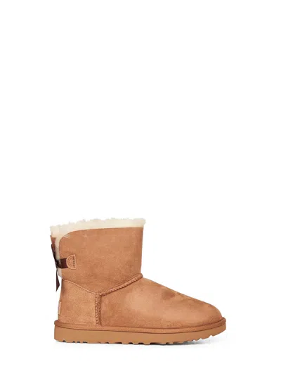 Ugg Chestnut Mini Bailey Bow Ii Ankle Boots In Camel