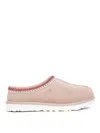 Ugg Tasman Wool-blend Fleece-lined Embroidered Suede Slippers In Beige