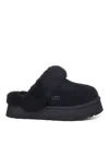 Ugg Disquette Sheepskin Platform Slippers In Black