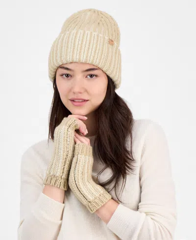 Ugg Chunky Plaited Beanie & Fingerless Gloves, 2-piece Set In Neutral