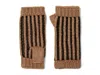 Ugg Logo-patch Striped Beanie Set In Brown