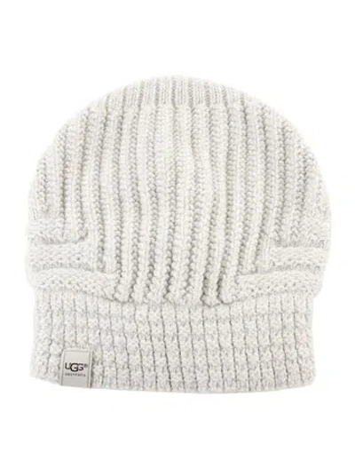 Pre-owned Ugg Chunky Rib Knit Logo Patch Beanie In Gray