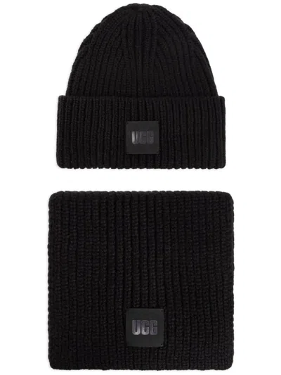 Ugg Chunky Rib Knit Set In Black