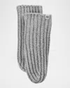 Ugg Chunky Rib Mittens In Light Grey