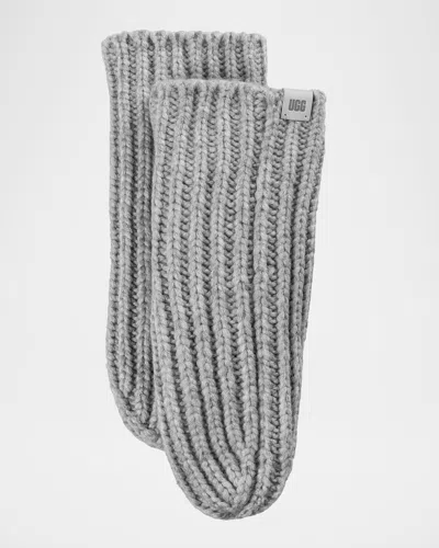 Ugg Chunky Rib Mittens In Gray