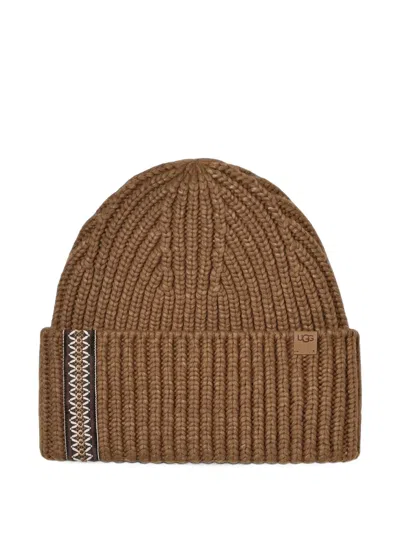 Ugg Chunky Rib Braid Beanie In Brown