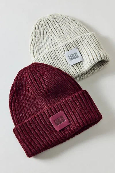 Ugg Chunky Ribbed Knit Beanie In Wild Grape, Women's At Urban Outfitters