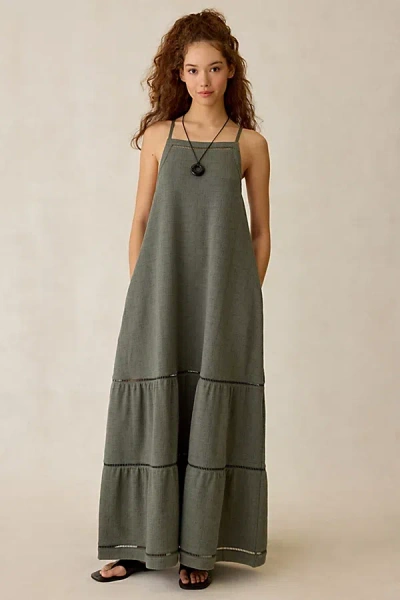 Ugg Clarinda Cotton Open-back Tiered Maxi Dress In Grey, Women's At Urban Outfitters In Gray