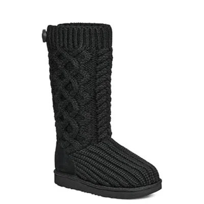 Ugg Kids' Classic Cardi 1143702t-001 Black Cabled Knit Mid Calf Boot Jzz1230