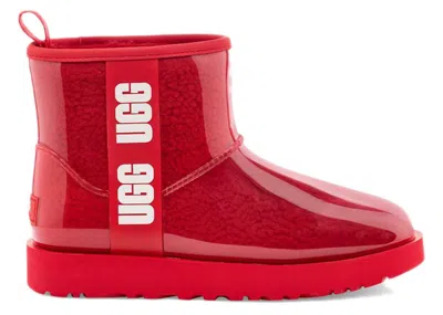 Pre-owned Ugg Classic Clear Mini Boot (women's) Sneakers In Ribbon Red/white