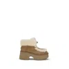 Ugg Platform Boots In Suede With Shearling Beige In Brown