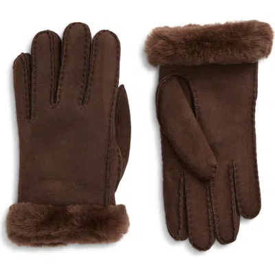 Ugg ® Classic Genuine Shearling Suede Gloves In Brown
