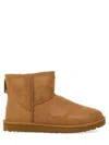 Ugg Classic Ultra Mini Low Heels Ankle Boots In Leather Color Suede In Brown