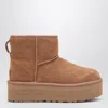 Ugg Camel Suede Classic Mini Platform Ankle Boots In Brown