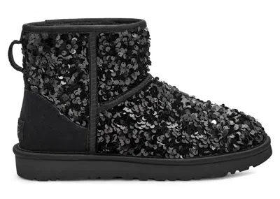 Pre-owned Ugg Classic Mini Chunky Sequin Boot (women's) Sneakers In Black