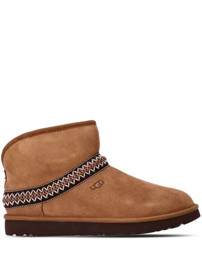 Ugg "classic Mini Crescent" Ankle Boots In Brown