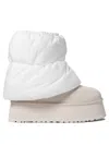 Ugg Mini Puffer Boots With Knurled Platform Sole In White