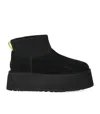 Ugg Black ‘classic Mini Dipper' Ankle Boots With Fabric Insert In Suede Woman In Black