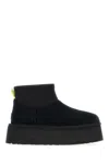Ugg Black Classic Mini Dipper Ankle Boots With Fabric Insert In Suede Woman In Black