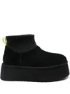Ugg Black Classic Mini Dipper Ankle Boots With Fabric Insert In Suede Woman In Black