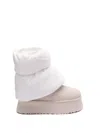 Ugg Mini Puffer Boots With Knurled Platform Sole In White