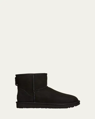 Ugg Classic Mini Ii Suede Boots With Shearling Lining In Black