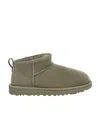 Ugg Womens Pale Green Classic Ultra Mini Logo-patch Suede And Shearling Ankle Boots Eur 36 / 3 Uk In Green