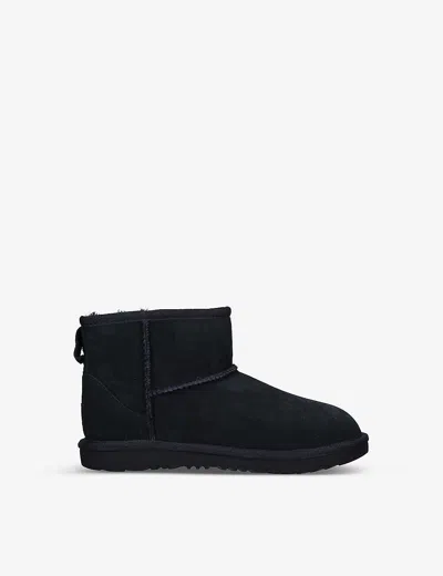 Ugg Kids' Black Classic Mini Ii Suede And Shearling Ankle Boots 6-10 Years Eur 36 /3.5 Uk
