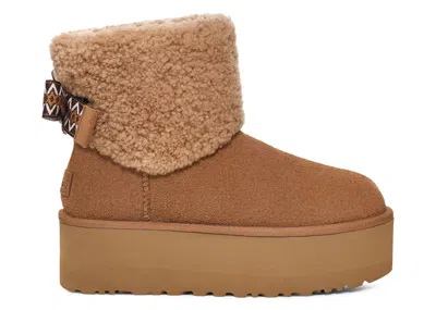 Pre-owned Ugg Classic Mini Maxi Curly Boot (women's) Sneakers In Chestnut