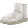 Ugg Classic Mini Metallic Sparkle Womens Leather Fur Ankle Boots In Multi