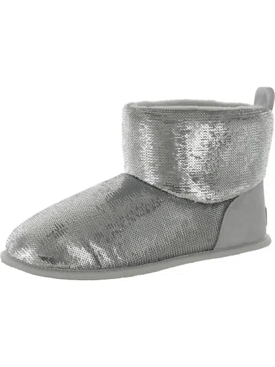 Ugg Classic Mini Mirror Ball Womens Suede Trim Sequined Winter & Snow Boots In Gray