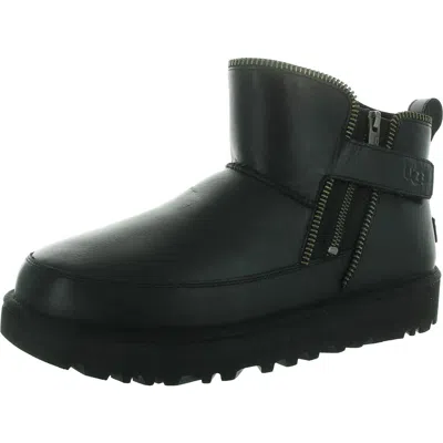 Ugg Classic Mini Moto Womens Zipper Leather Ankle Boots In Black