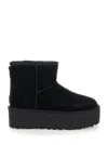 Ugg Classic Mini Platform Black Ankle Boots With Platform In Suede Woman In Black
