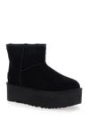 Ugg Classic Mini Platform Black Ankle Boots With Platform In Suede Woman In Black