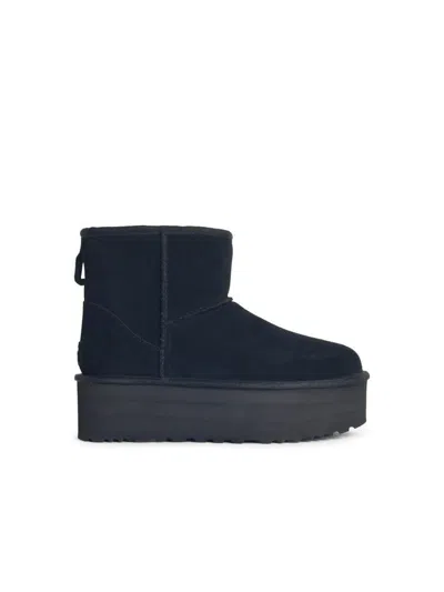 UGG CLASSIC MINI PLATFORM' BLACK SUEDE BOOTS