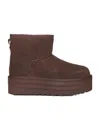 Ugg Mini Classic Platform Suede Ankle Boots In Brown