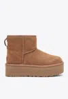 Ugg 'classic Mini Platform' Beige Ankle Boots With Platform In Chestnut