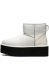 Ugg Classic Mini Platform Leather Boots In White