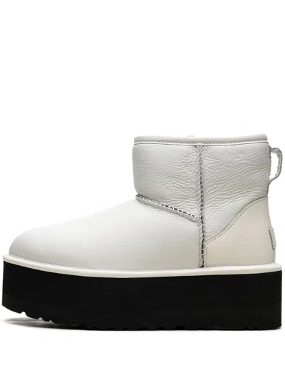 Ugg Classic Mini Platform Leather Boots In White