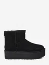 Ugg Classic Mini Platform Black Ankle Boots With Platform In Suede Woman In Multi