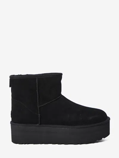Ugg Classic Mini Platform Black Ankle Boots With Platform In Suede Woman